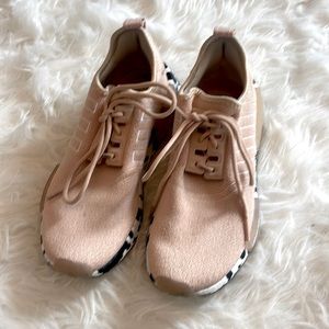 Size 7.5 pale pink adidas with black and white bottom design